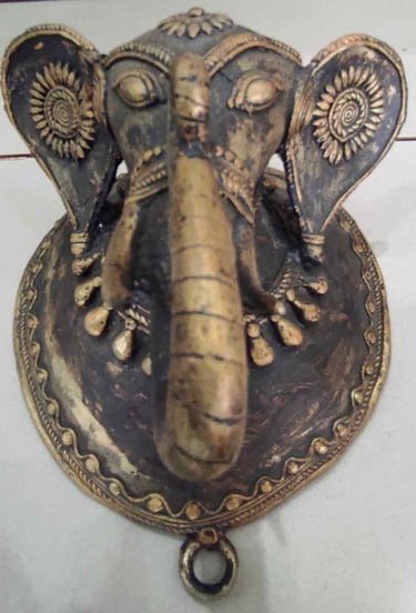  "Handcrafted wall-mounted elephant head sculpture – tribal-inspired home decor-Prepared for export"