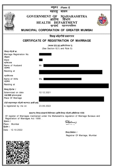 Marriage Certificate