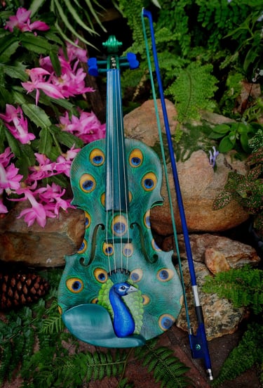 Hand painted 'peacock' violin