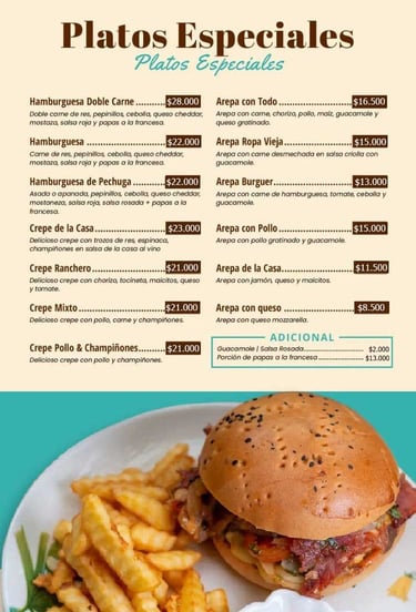 Hamburguesas Menu Café y Macadamia Armenia Quindío