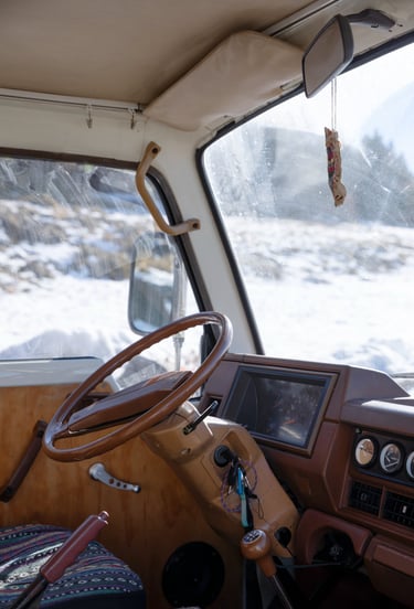 campervan stearing in winter