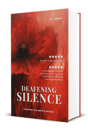 Book cover featuring an oil painting of a red poppy in bloom