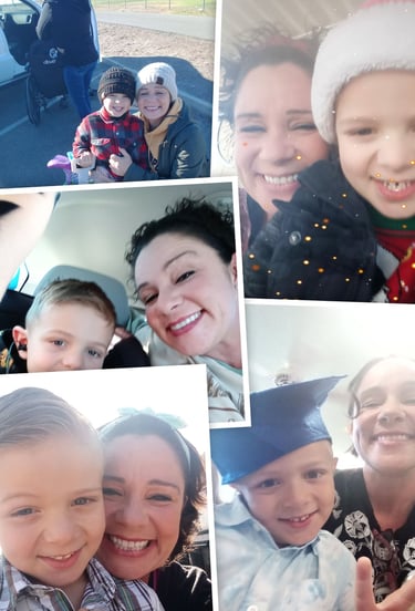 a collage of photos of a family