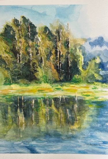 Landscape is what a tree and a river means. Connect the piece with a pure reflection of the forest.