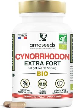 Complément alimentaire en gélules de cynorrhodon de la marque AMOSEEDS