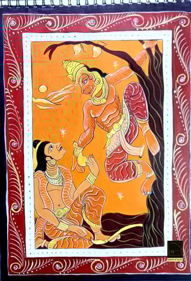 pattachitra art depicting scenes from ramayana hindu scripture