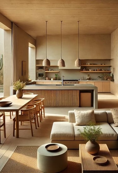 Modern mutfak tasarımı ile düzenlenmiş ferah mutfak alanı