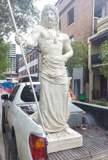 Poseidon is leaving the workshop.