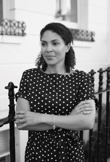 black and white image of a woman smiling