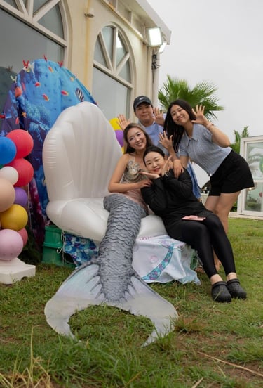 Helena with other mermaid fans and friends at the jeju mermaid festival in 2025