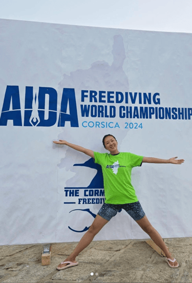 Helena being present at the AIDA freediving world championship in Corsica 2024