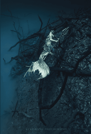 Afa Zhang at Cenote Angelita in Mexico