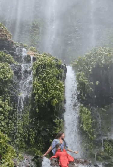 Benang Kelambu Waterfall in Lombok with myself posing as mermaid