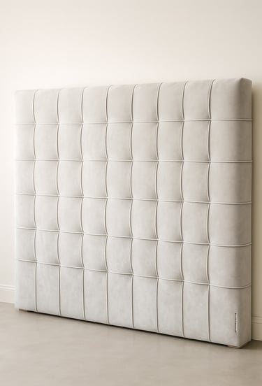Custom white wall panel bed with upholstered wall panels by Solo Home Decor