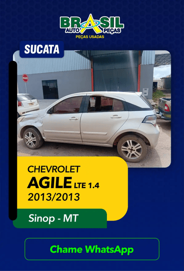 Sucata Chevrolet Agile LTE 1.4 ano 2013 para desmanche. Venda de peças usadas, originais e com garantia, enviamos para todo o