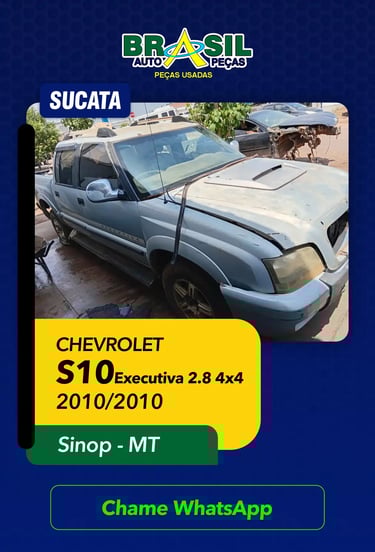 Sucata Chevrolet S10 Executiva 2.8 4x4 2010 para venda de peças usadas e originais. Desmanche em Sinop - MT.