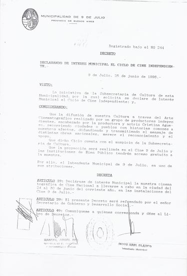 Declaración de Interés Municipalidad e 9 de Julio - Bs. As.
