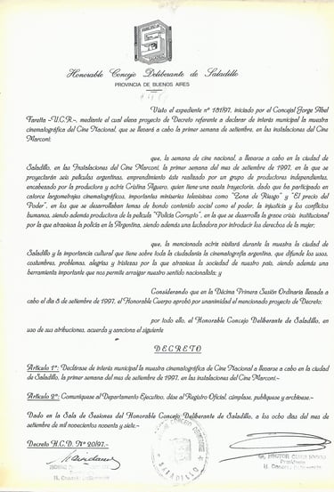Decreto Honorable Consejo Deliberante de la Ciudad de Saladillo - Bs. As.
