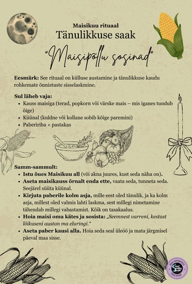 Maisikuu Tänulikkuse Rituaal Soul Sisters Tarot