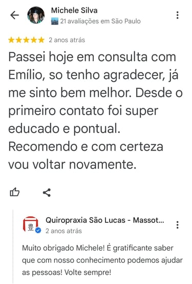 Avaliação no google quiropraxia são lucas