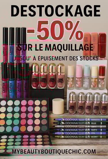 Destockage -50%  Maquillages & accessoires chez my beauty boutique chic