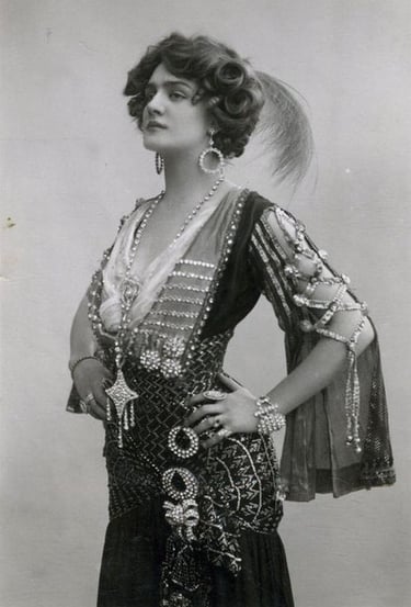 Lilly Elise wearing Assuit costume form The Merry Widow