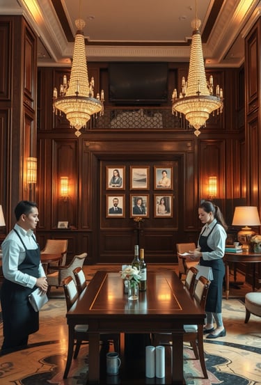 The servers prepare the table