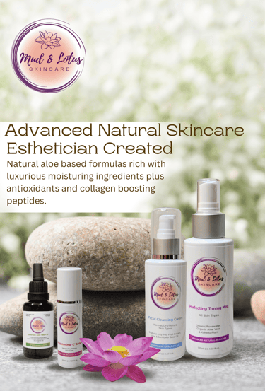 skincare products with a lotus and rocks