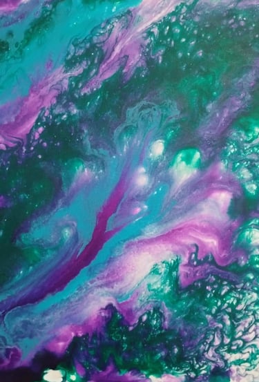 Image of a paint poured painting example for class