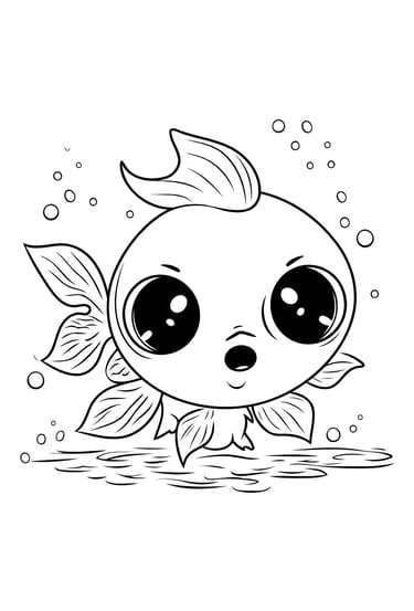 a fish with big eyes and a fish in the water