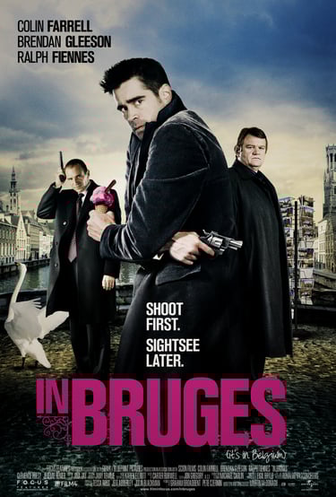 Poster for 'In Bruges' screening hosted by Auckland International Film Club.