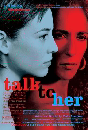 Poster for Pedro Almodóvar's Talk to Her screening hosted by Auckland International Film Club.
