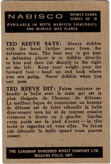 1955 Nabisco Sports Cards #56 Dribbling Basketball Card (back)