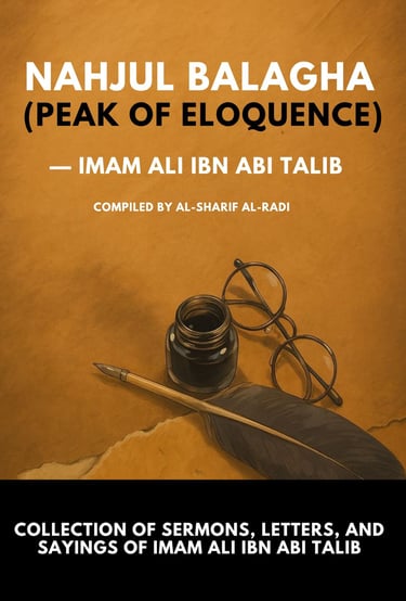 Nahjul Balagha, Imam Ali, sermons, letters, Peak of eloquence, Imam Ali sayings, Imam Ali Hadees