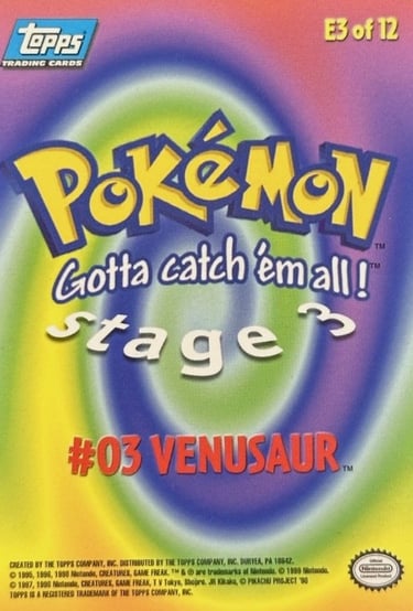 E3 Of E12 Venusaur Topps Pokémon The First Movie back