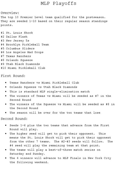 MLP Playoff San Diego | Orlando Squeeze | A Basic Overview of the MLP Playoffs