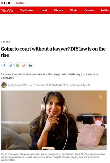 DIY law is on the rise. Toronto. Heather Waldron, CBC. 