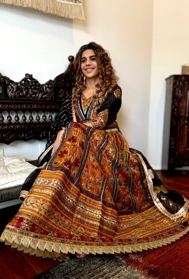 Rust Silk Lehenga with Aari Work – Sana Zee