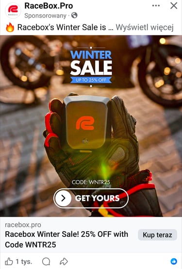 Reklama Racebox Telemetria Motocyklowa