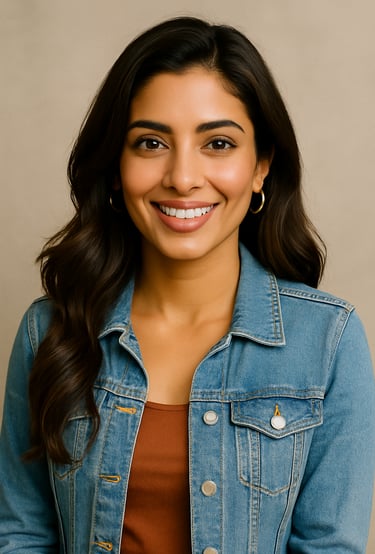 a woman in a denim jacket and jeans jacket