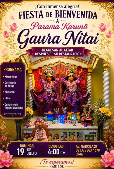 Festival de Bienvenida Sri Sri Gaura Nitai. Iskcon Lima