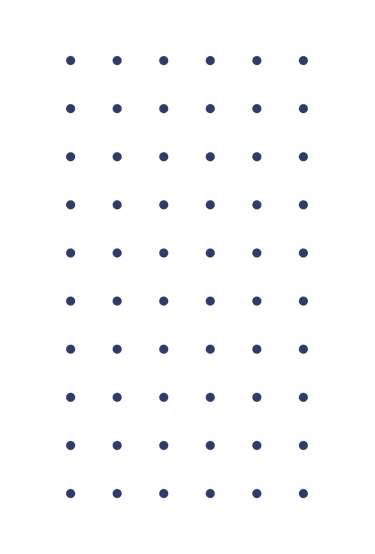 A vertical grid of small, symmetrical blue dots arranged in a 10 by 6 pattern on a black background.
