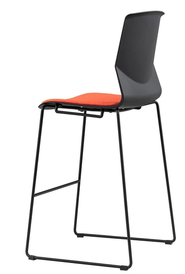 Sensit High Stool with black metal frame and orange seat for breakout areas and high counters