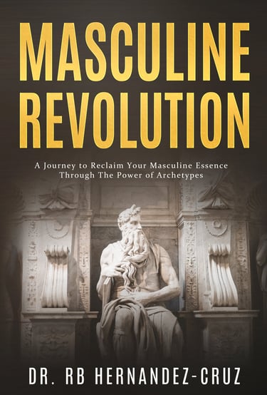Book cover titled Masculine Revolution with a photo of Moses statue in Rome