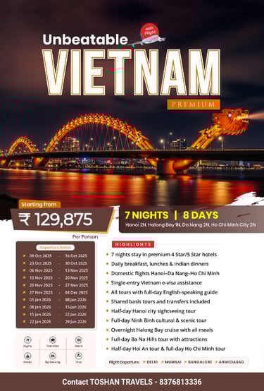 Best Vietnam tour package for couples and families by Toshan Travels India