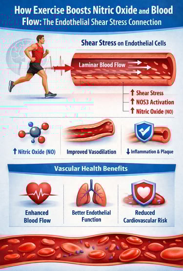 Discover how exercise increases nitric oxide, enhances blood flow, and improves endothelial function