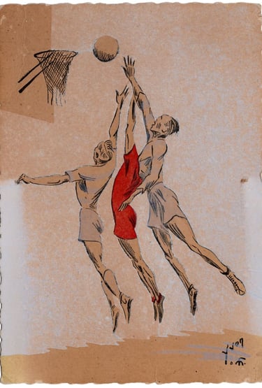 1940s Editions D'Art Yvon Sports Serie No. 141 Basket-Ball Card (France)