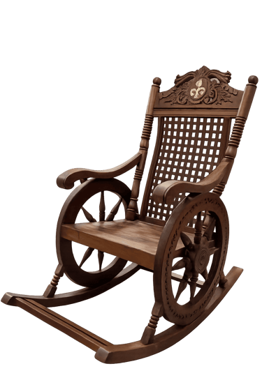 Hand-Carved Teakwood Rocking Chair – Classic Wooden Rocker Furniture Saharanpur