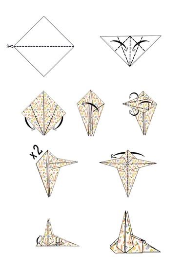 Istruzioni per creare la testa di una lepre in origami con la carta