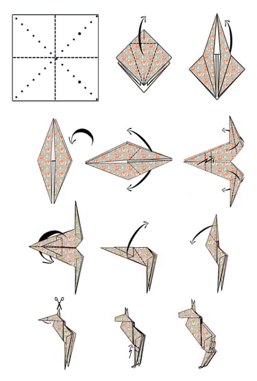 Istruzioni per creare la testa di una volpe  in origami con la carta